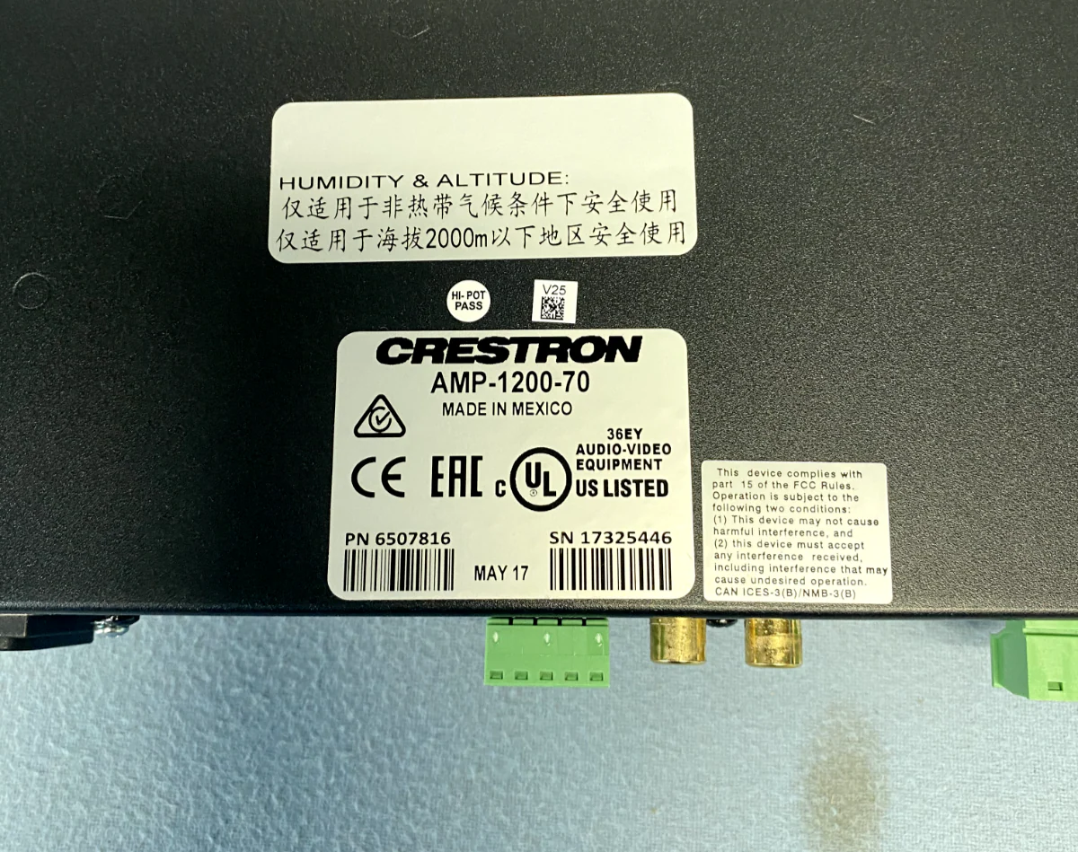 Crestron AMP-1200-70 Single-Channel Modular Power Amplifier 200W 70V 6507816 - Image 5