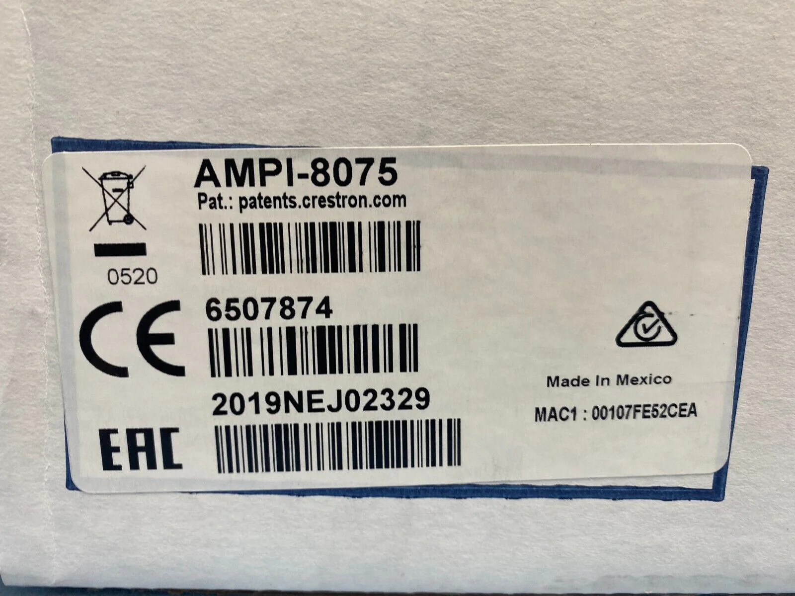 Crestron AMPI-8075 8-Channel Power Amplifier International 220-240V 6507874 NEW - Image 2