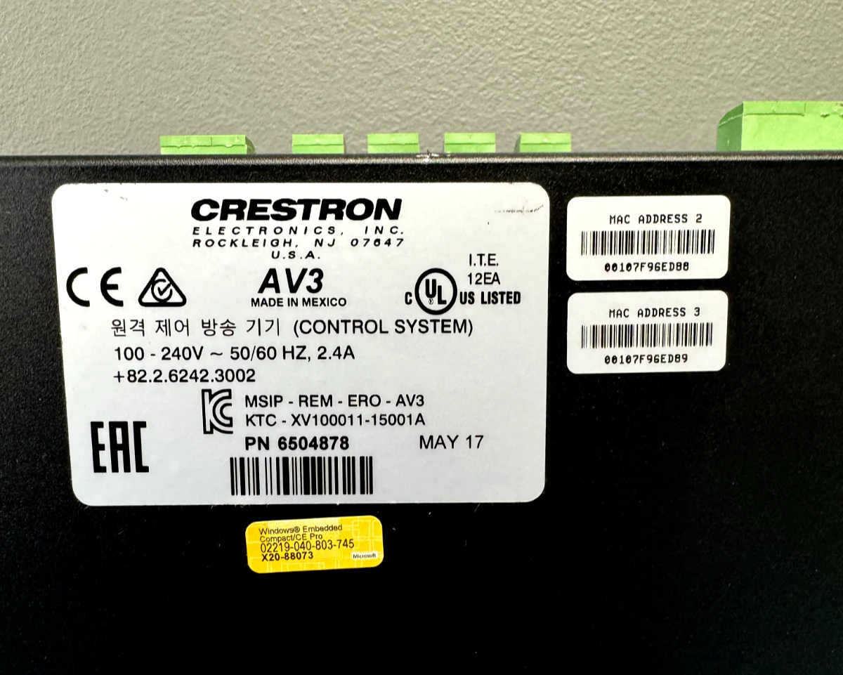 Crestron AV3 3-Series Control System Advanced Control Processor 6504878 - Image 2