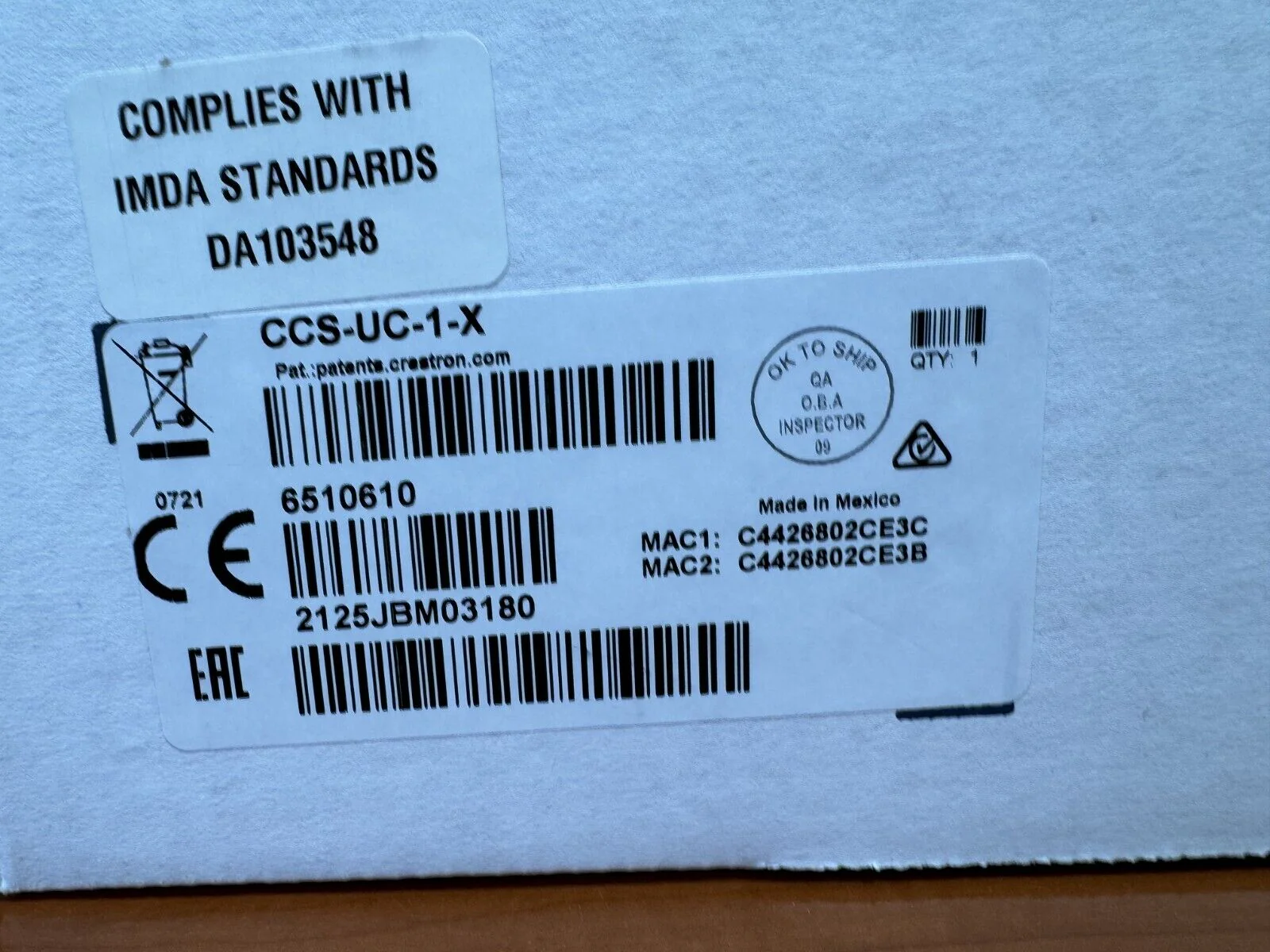 Crestron CCS-UC-1-X Mercury X Tabletop Conference Console 6510610 NEW - Image 2