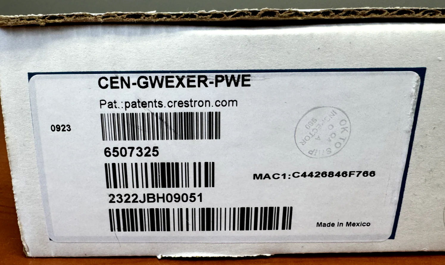 Crestron CEN-GWEXER-PWE infiNET EX & ER Wireless Gateway w/PoE Injector 6507325