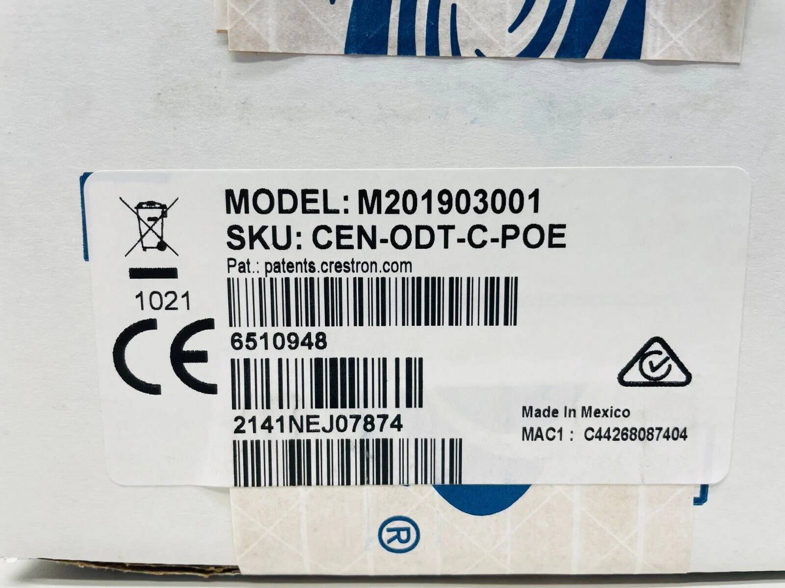 Crestron CEN-ODT-C-POE Dual-Technology Occupancy Sensor, PoE 2,000 Sq Ft 6510948 - Image 2