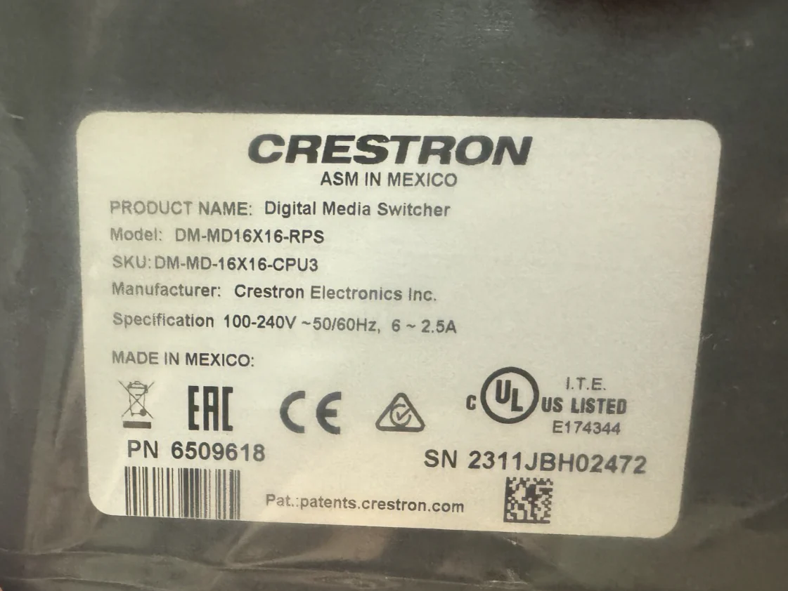 Crestron DM-MD16X16-CPU3 DigitalMedia Switcher w/ DMC-4KZ-HD DMC-4KZ-CO-HD - Image 7