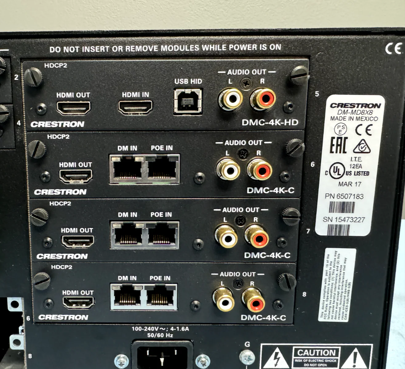 Crestron DM-MD8X8 DigitalMedia Matrix Switcher w/ DMC-4K-HDO DMC-4K-C DMC-4K-HD - Image 4