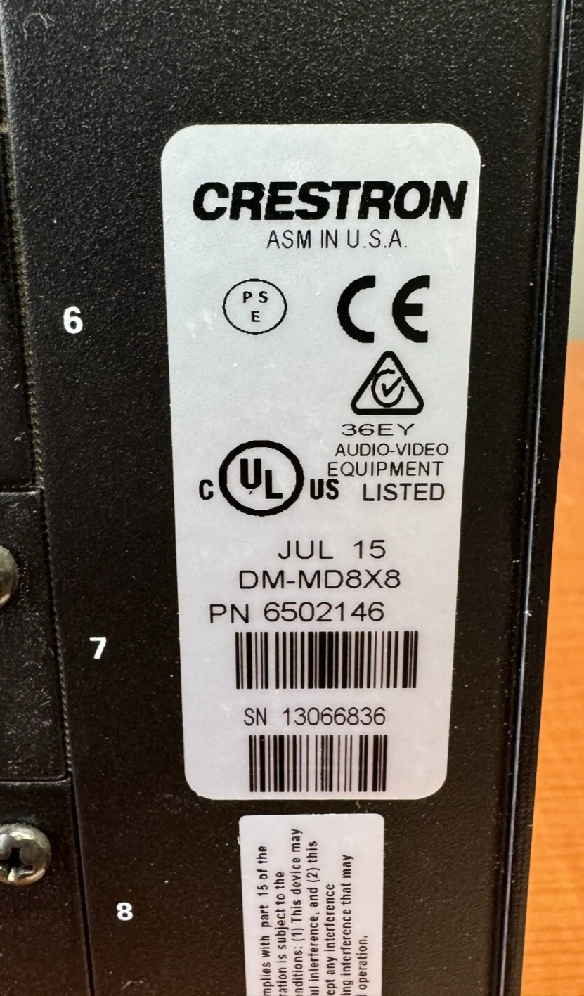 Crestron DM-MD8X8 DigitalMedia Matrix Switcher w/ DMC-4KZ-HD DMC-4K-CO-HD - Image 7