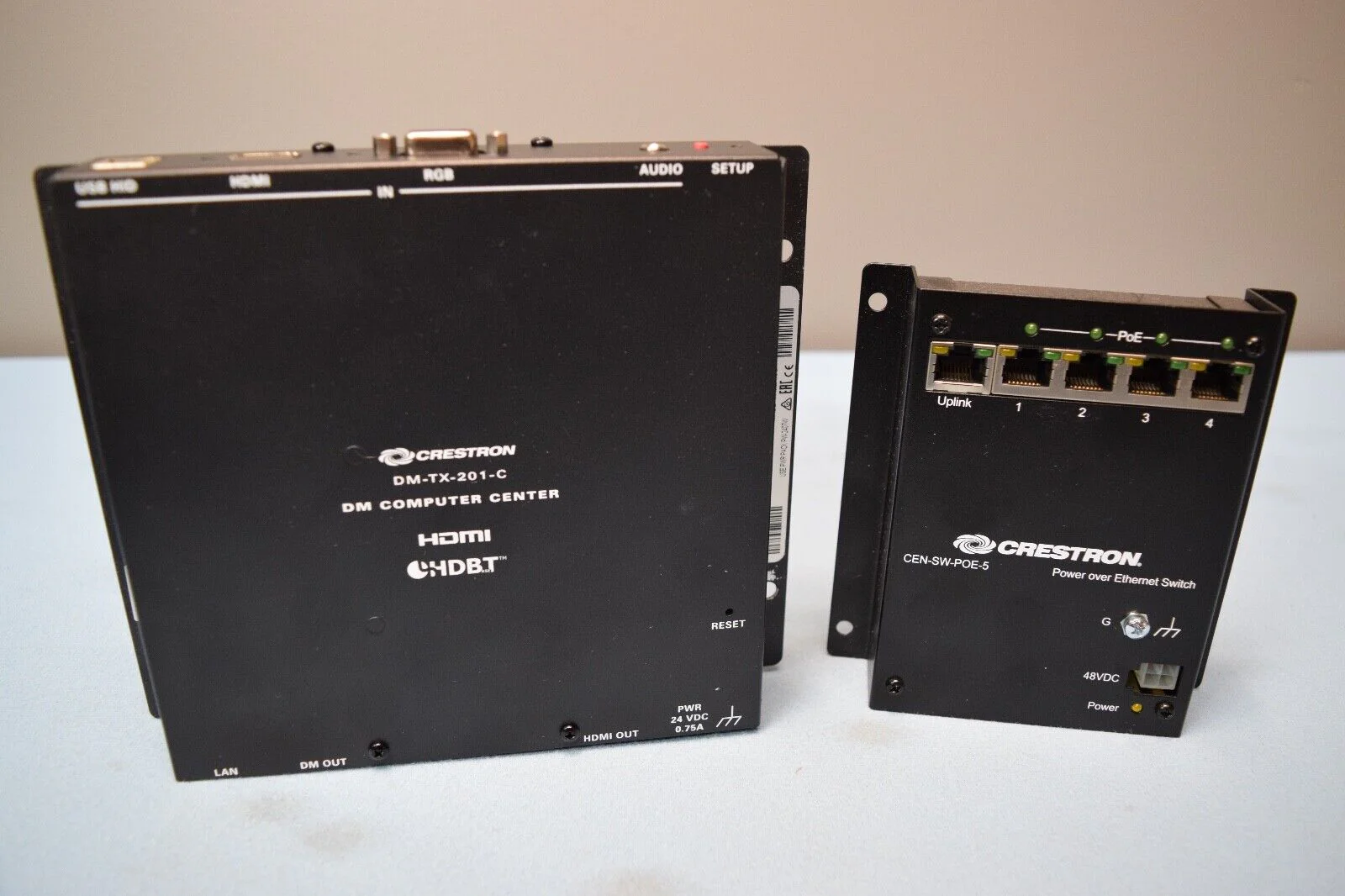 Crestron DM-TX-201-C Digital Media Transmitter w/ CEN-SW-POE-5 Switch - Image 2