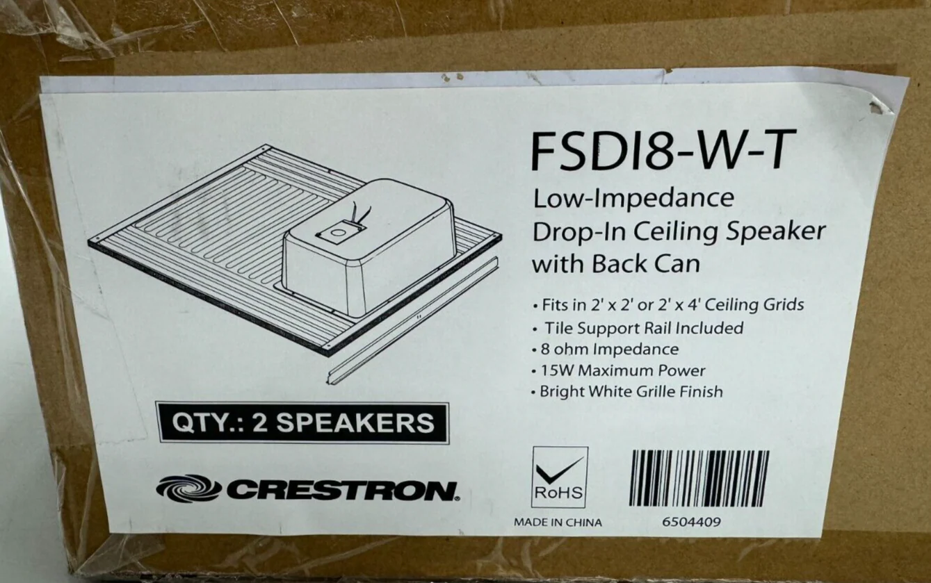 Crestron FSDI8-W-T 8" Low-Impedance Drop-in Ceiling Speaker 6504409 NOB (PAIR) - Image 2