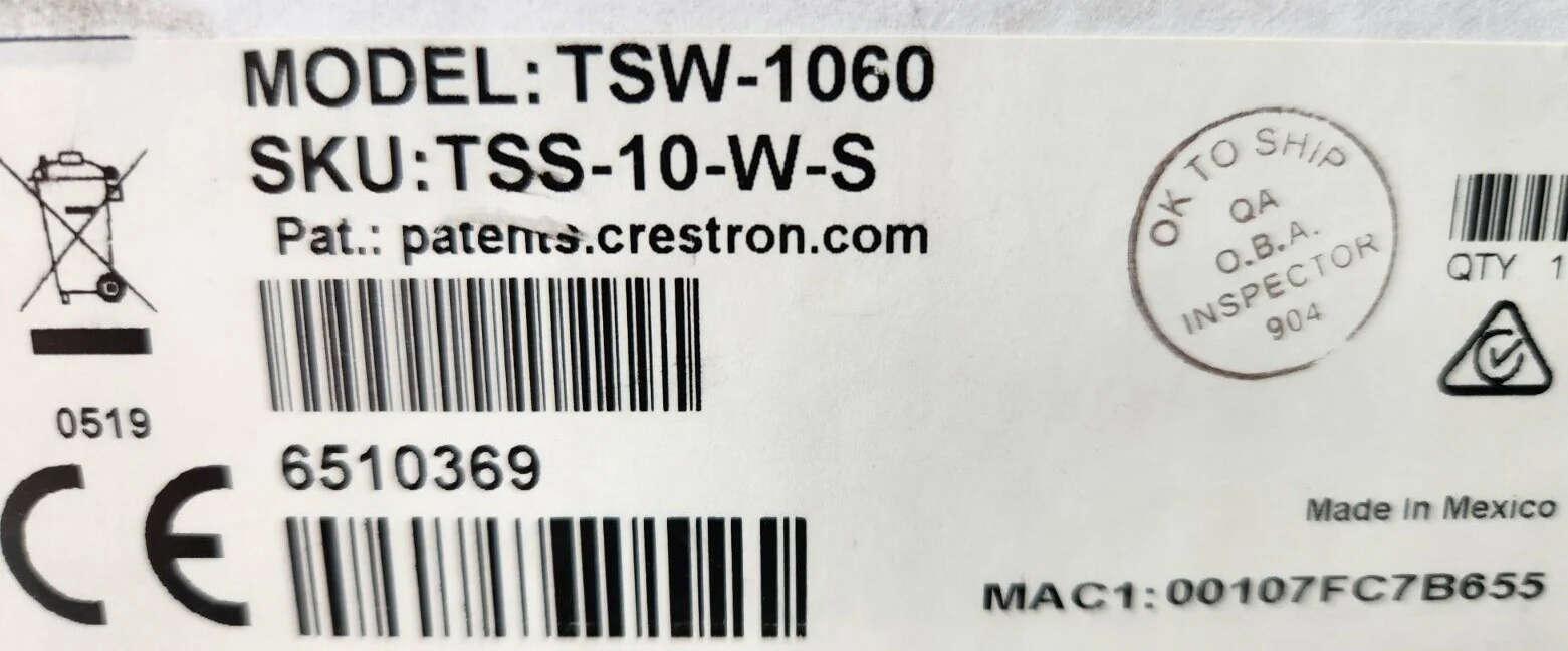 Crestron TSS-10-W-S  10" In-Room Scheduling Touch Screen White (6510369) - Image 2