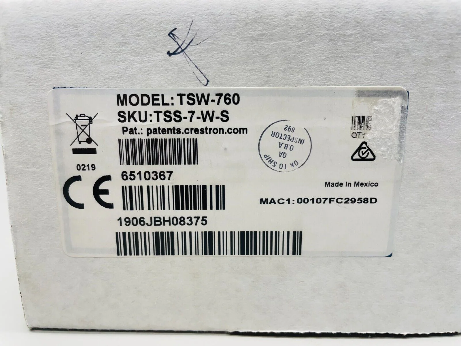 Crestron TSS-7-W-S 7in. Room Scheduling Touch Screen, White Smooth | 6510367 - Image 2