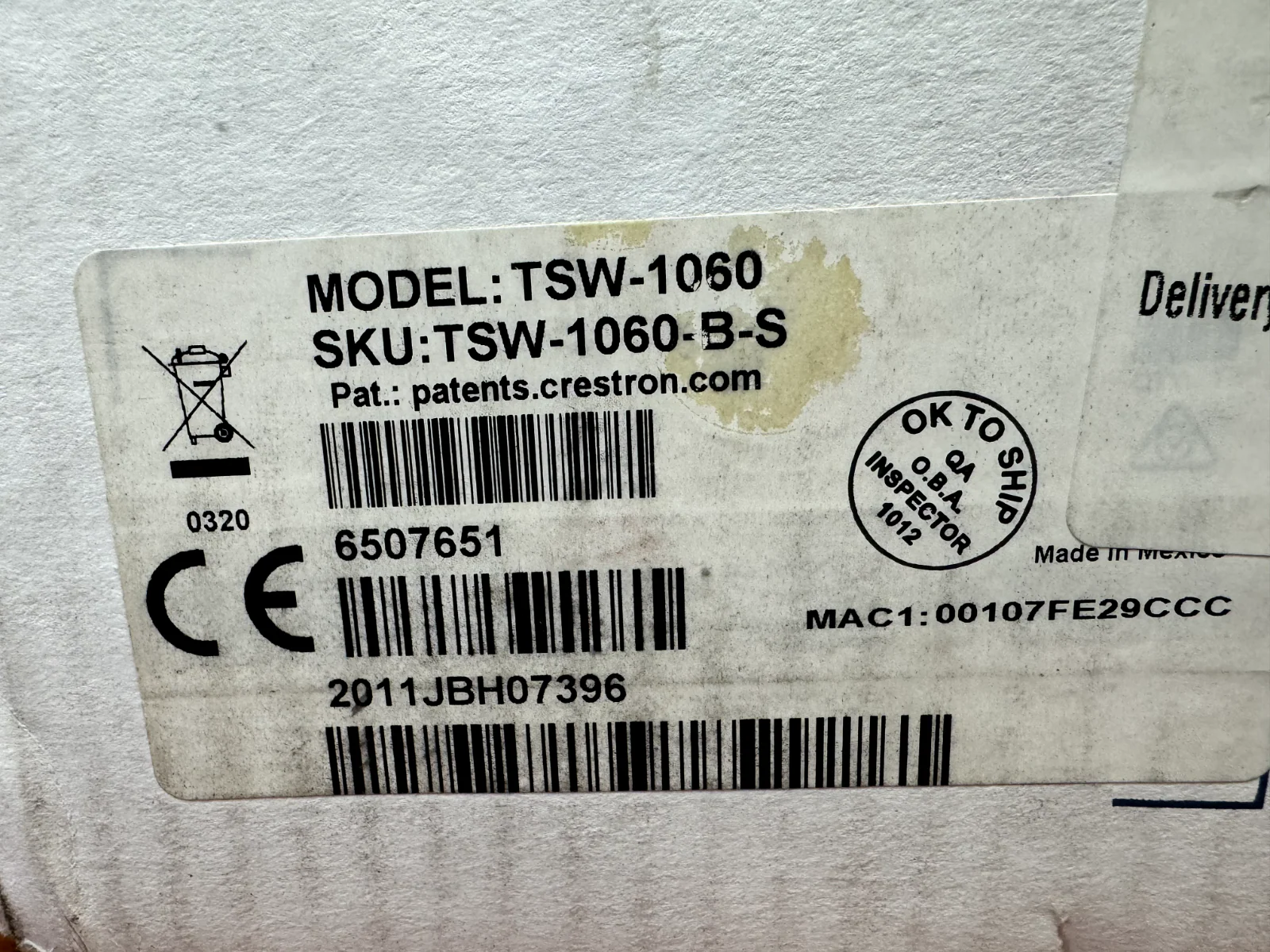 Crestron TSW-1060-B-S 10.1 in. Touch Screen, Black 6507651 NEW - Image 2