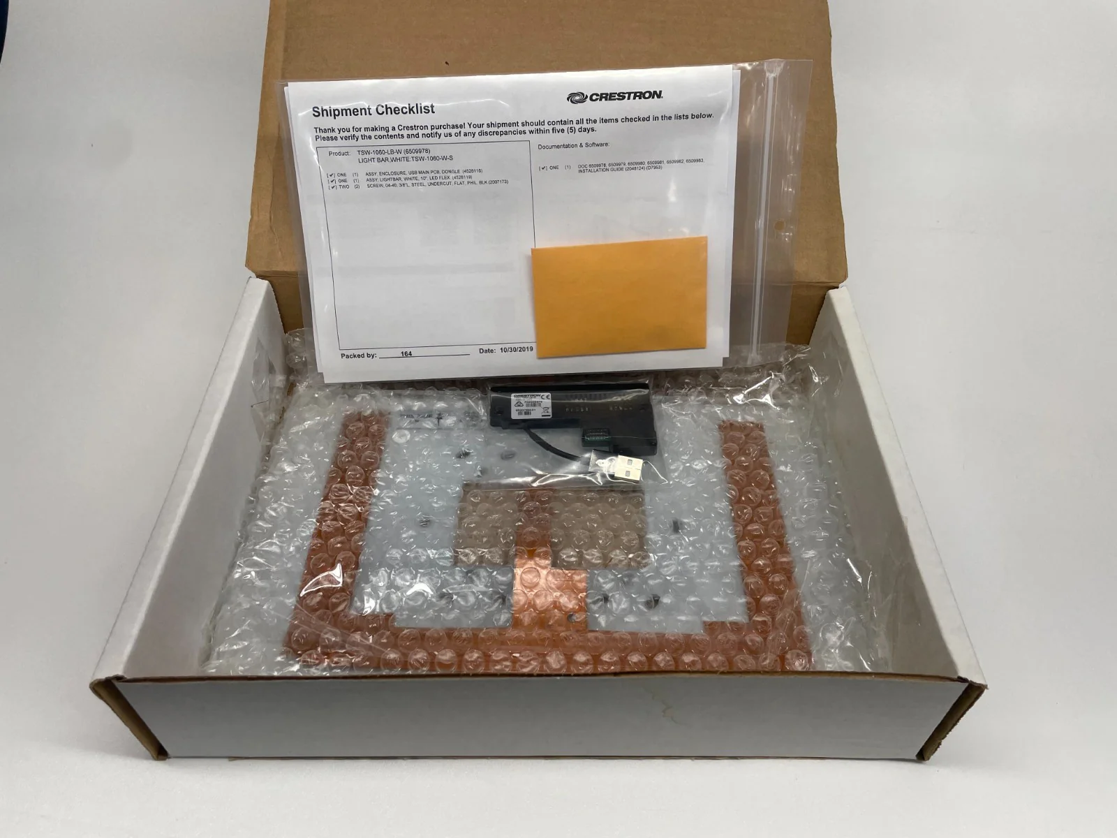 Crestron TSW-1060-LB-W 6509978 Room Availability Light Bar for TSW-1060