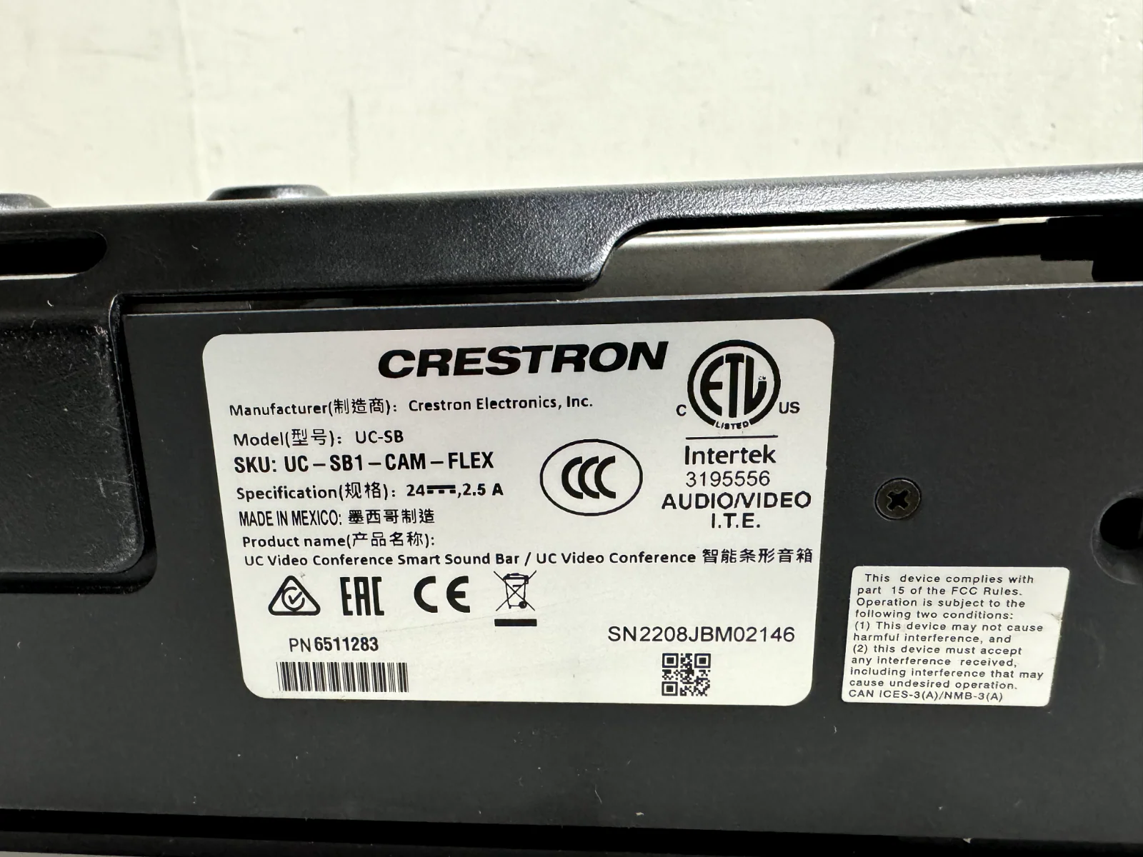 Crestron UC-SB UC-SB1-CAM-FLEX Sound Bar & Camera 6511283 - Image 2