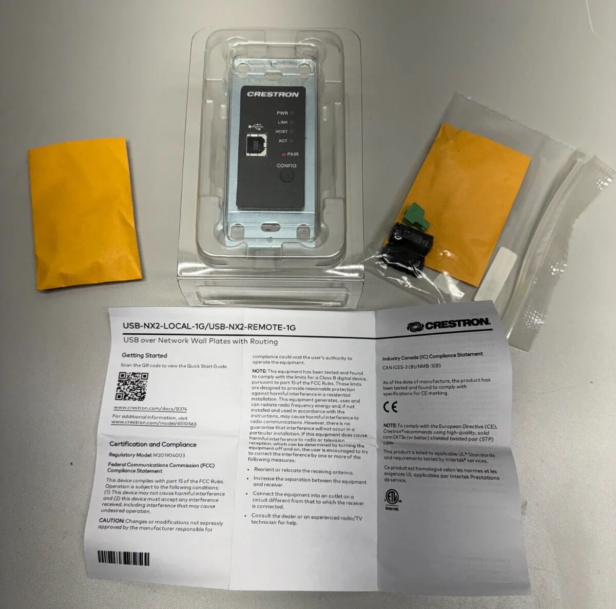 Crestron USB-NX2-LOCAL-1G-B USB over Ethernet Network Endpoint Plate 6510563 - Image 2