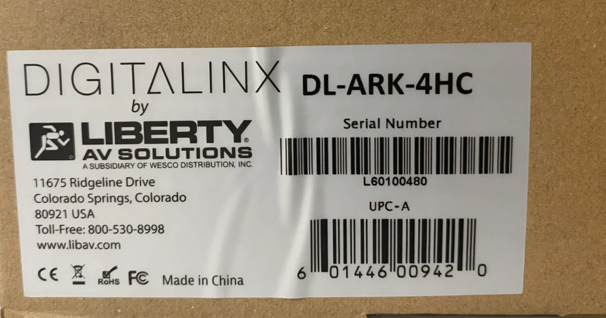 Digitalinx by Liberty AV Solutions Audio Amplifier (P/N: DL-ARK-4HC)