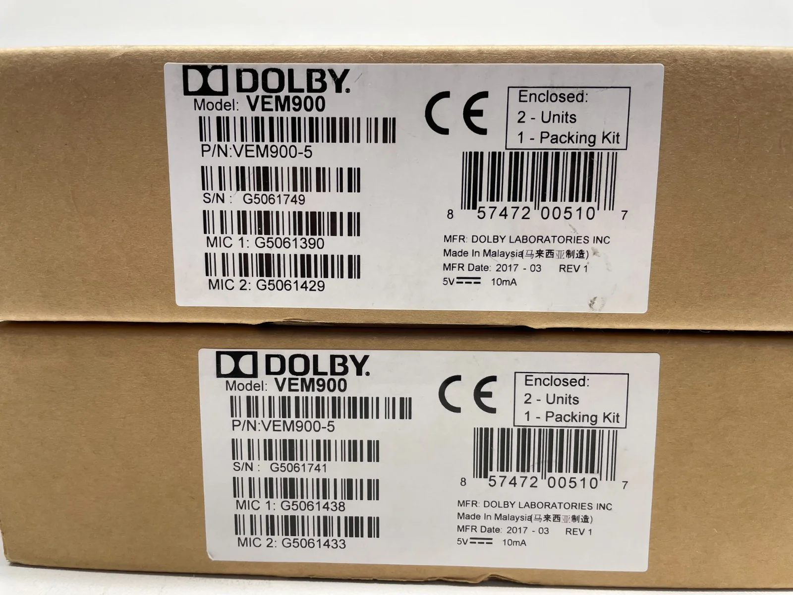 Dolby VEM900 Satellite Microphone Kit, Expansion Microphone Pair  |  LOT OF 2 - Image 2