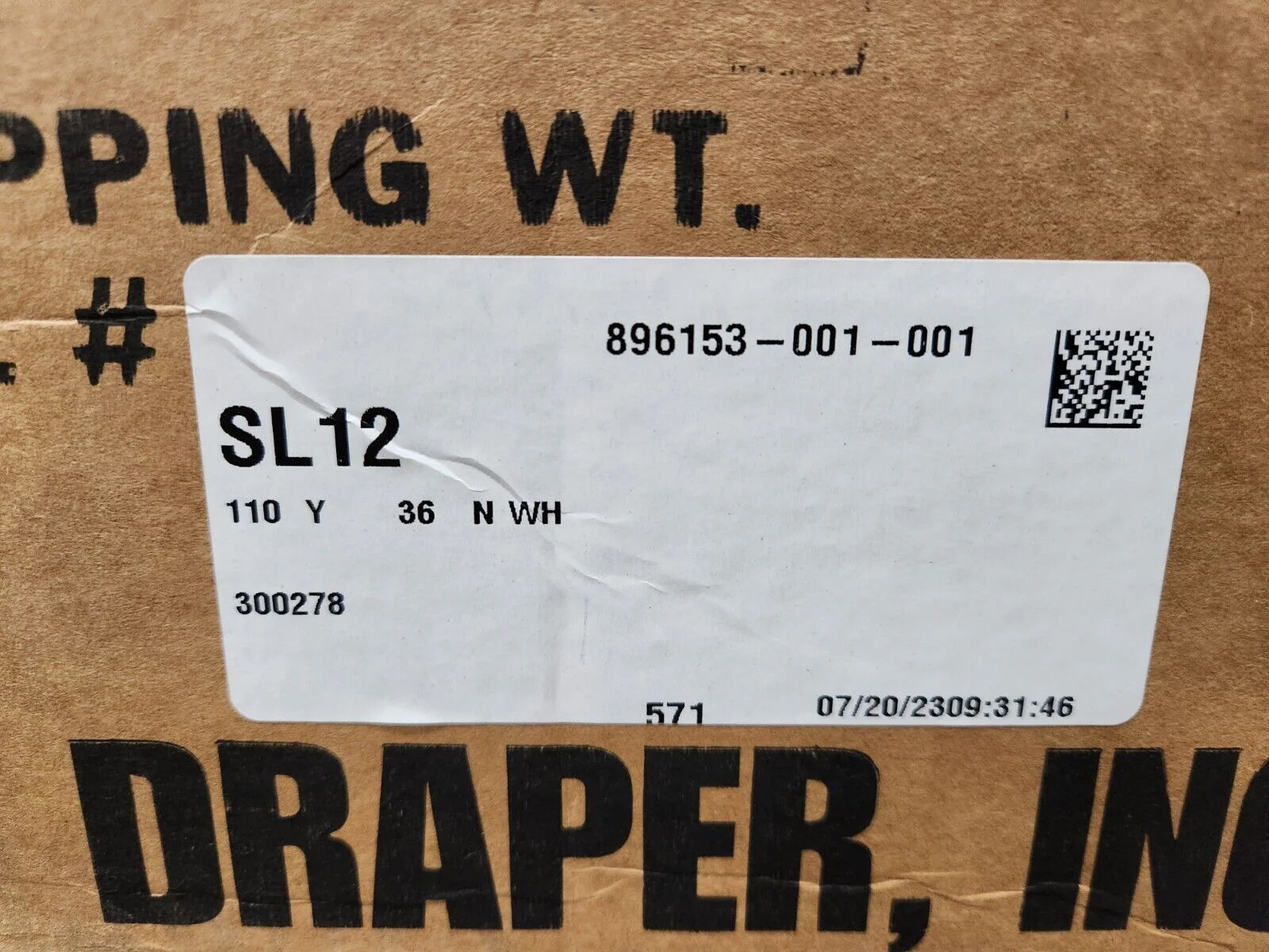 Draper Projector Scissor Lift SL12, 110 V 300278 Weight Capacity of 100 lbs NOB - Image 3