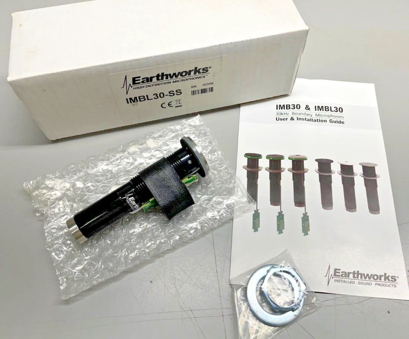 Earthworks IMBL30-SS Pro Audio Omni Boundary Microphone w/ LumiComm Touch Ring