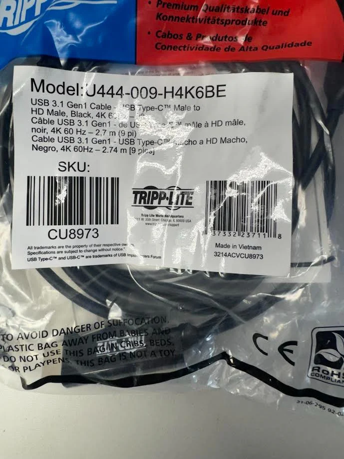 Eaton Tripp Lite Cable Assembly USB C Male Plug to HDMI-A Male LOT OF 8 - Image 2