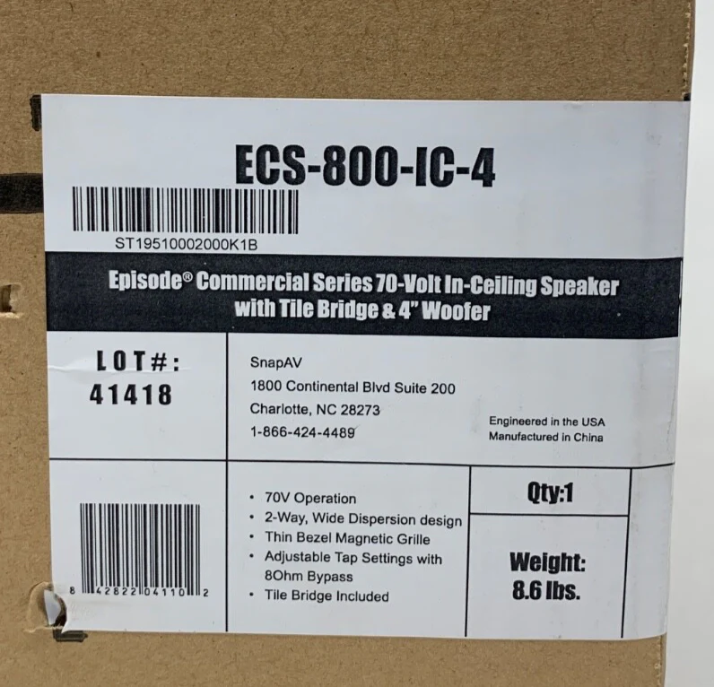 Episode ECS-800-IC-4 Commercial Series In-Ceiling Speaker (White)