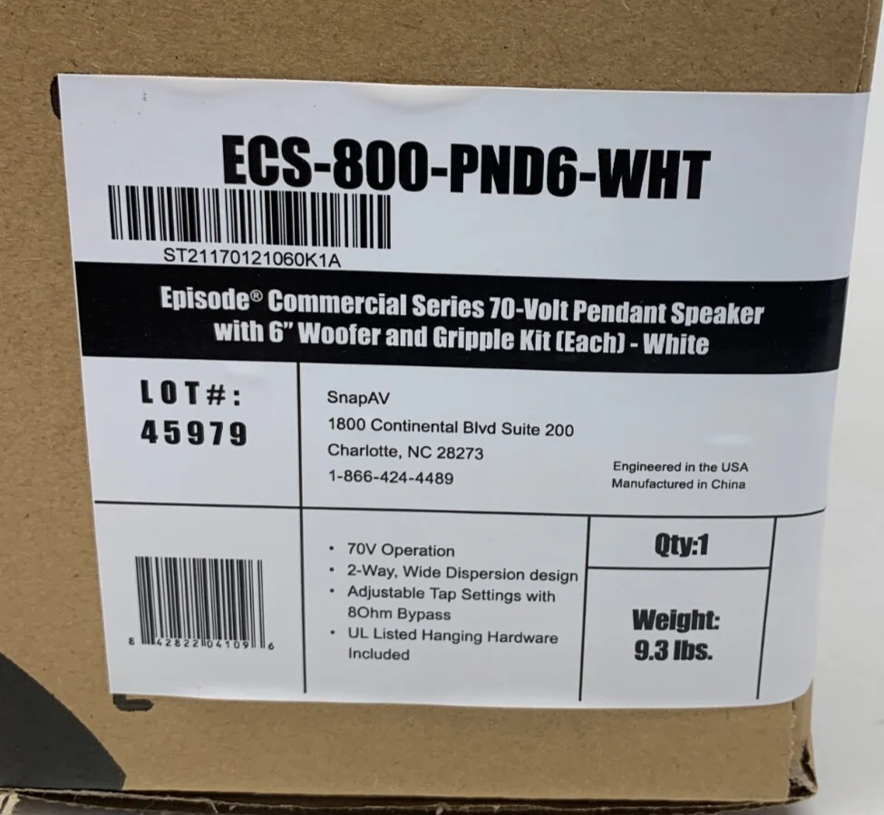 Episode ECS-800-PND6-WHT Pendant Speaker with 6" Woofer (White)