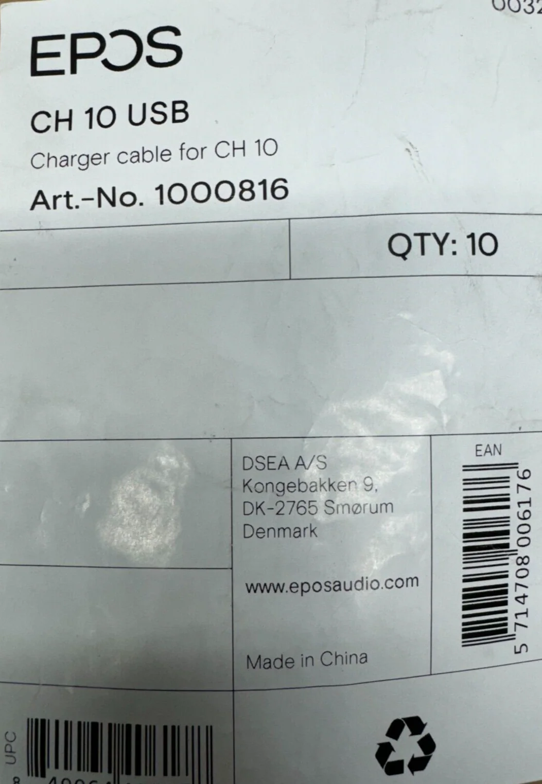 EPOS CH 10 USB 1000816 USB Headset Charger Cables LOT OF 10 - Image 4