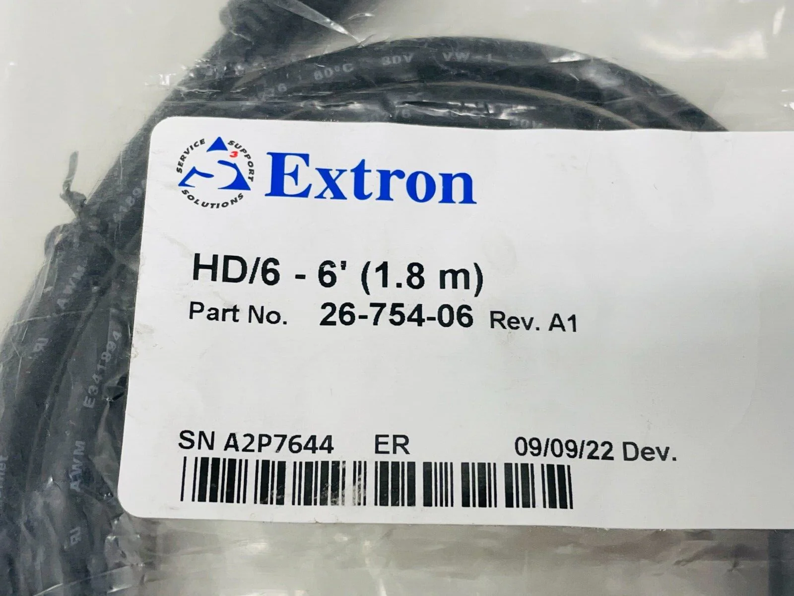 Extron 26-754-06 HDMI Premium High Speed HDMI Cable 6' LOT OF 2 - Image 2