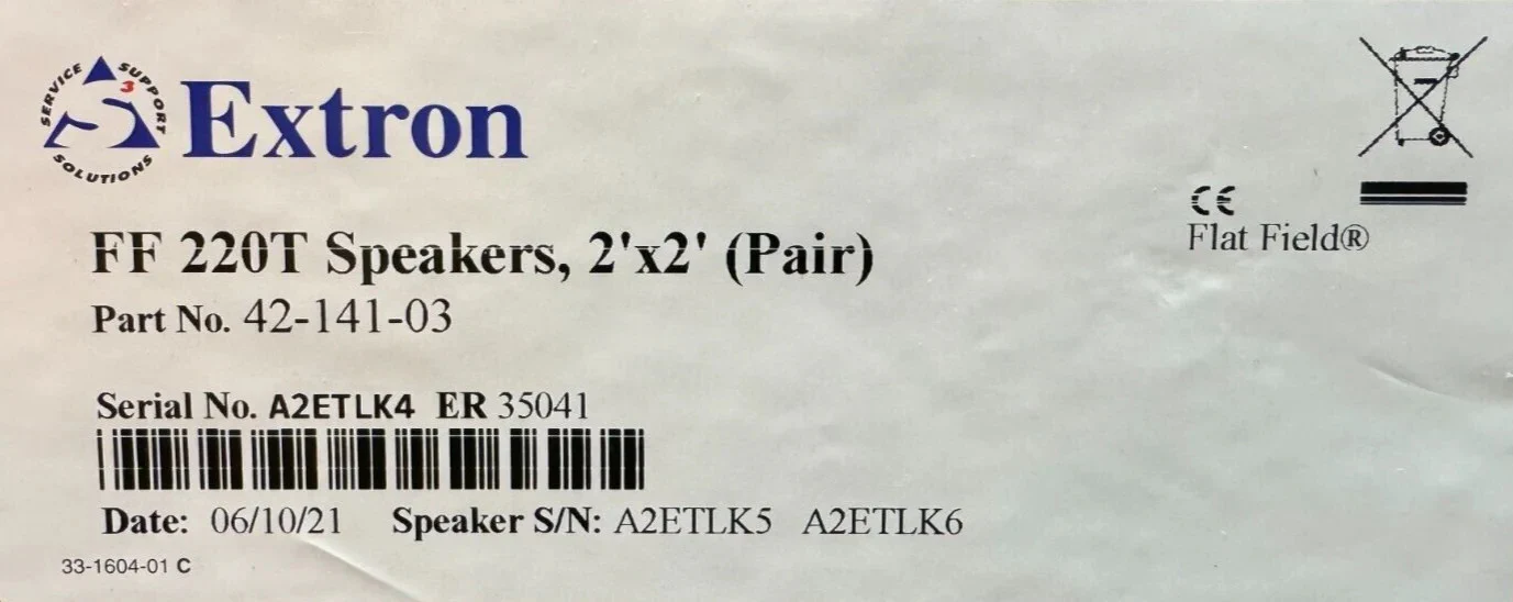 Extron 42-141-03 FF 220T Speakers, 2' x 2' (Pair) New In Box