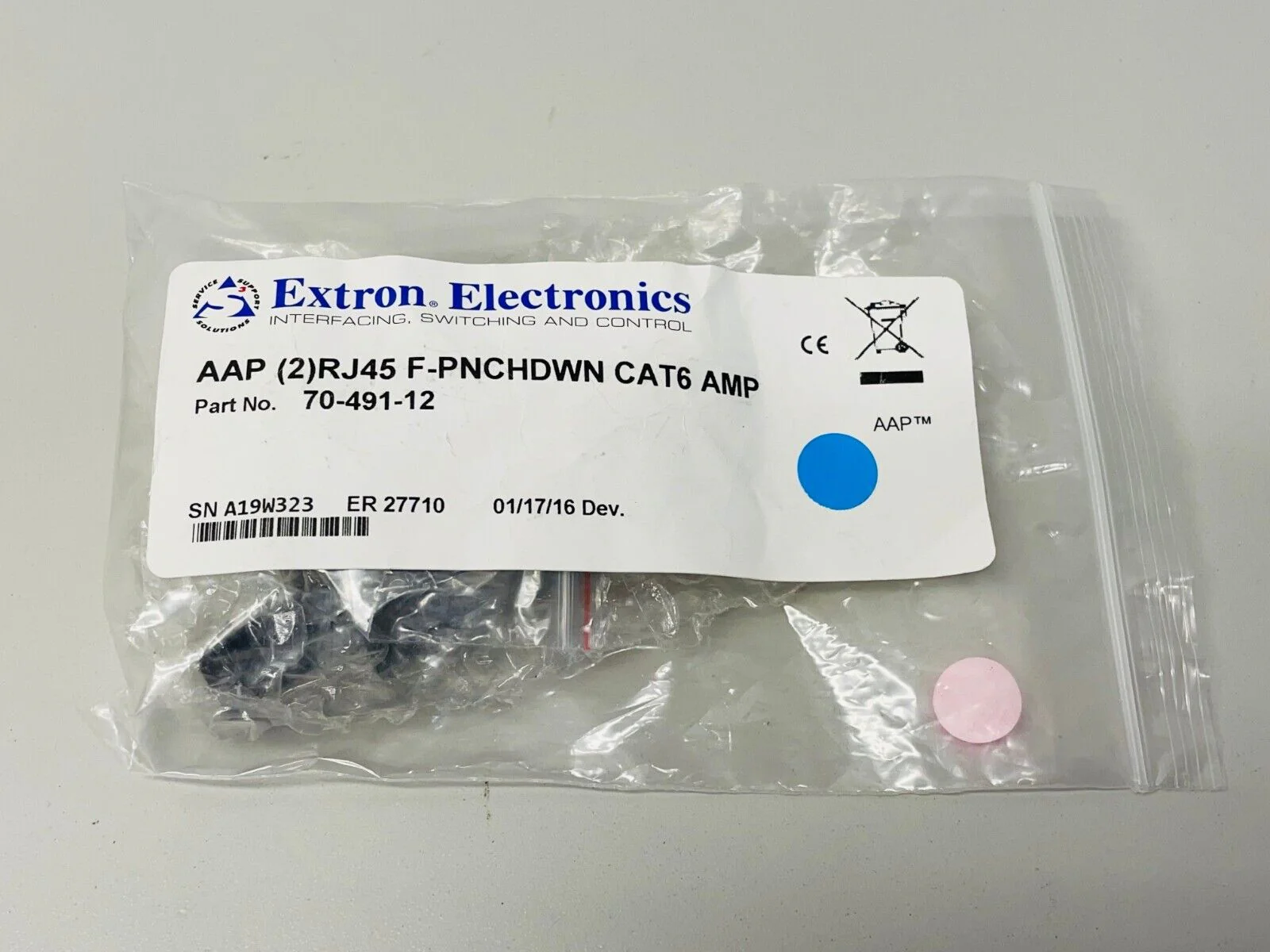 Extron 70-491-12 2 RJ-45 Female to Punch Down for CAT6 AMP Black LOT OF 10 - Image 2