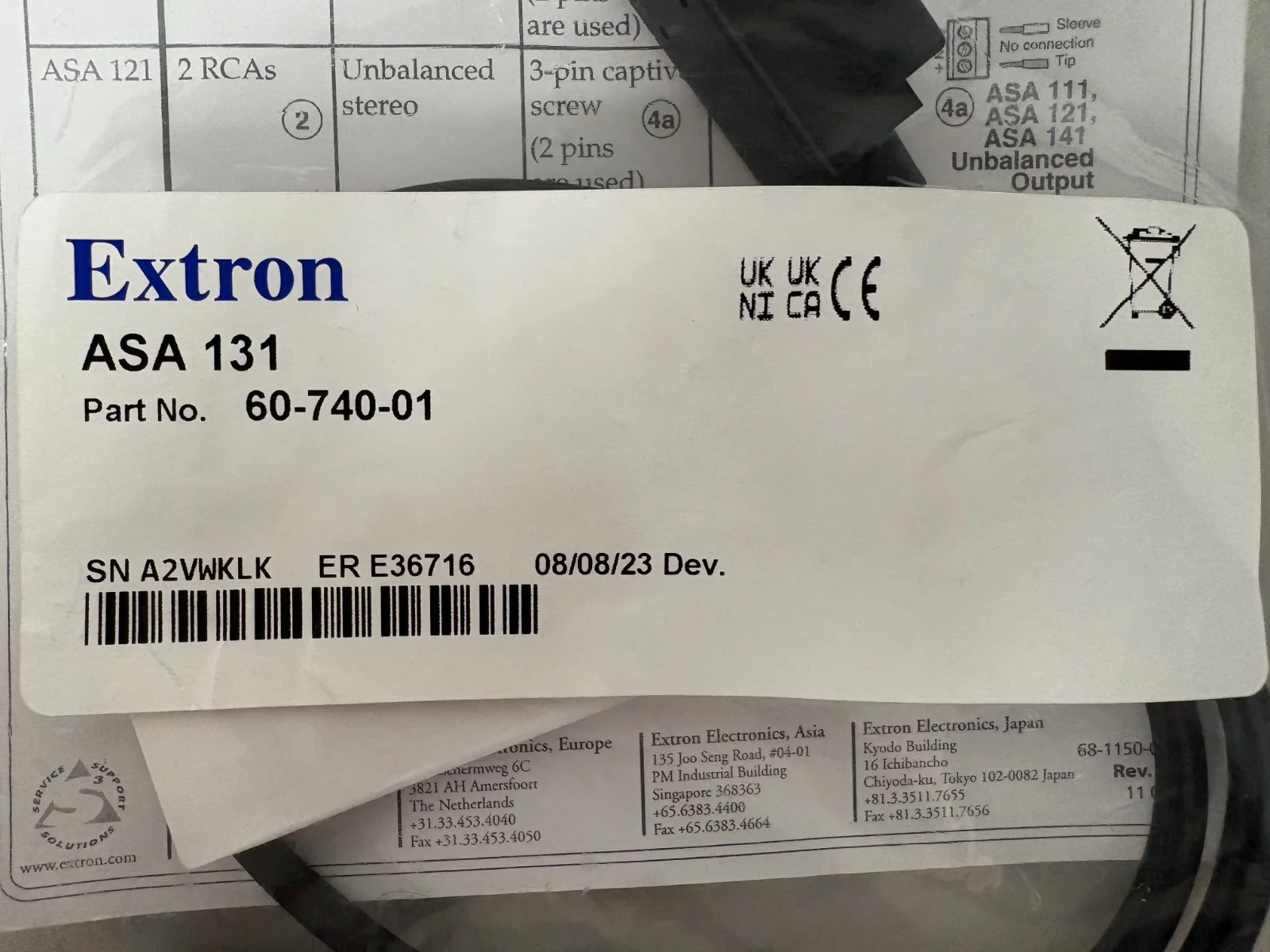 Extron ASA 131 Passive Audio Summing Adapter (P/N: 60-740-01)