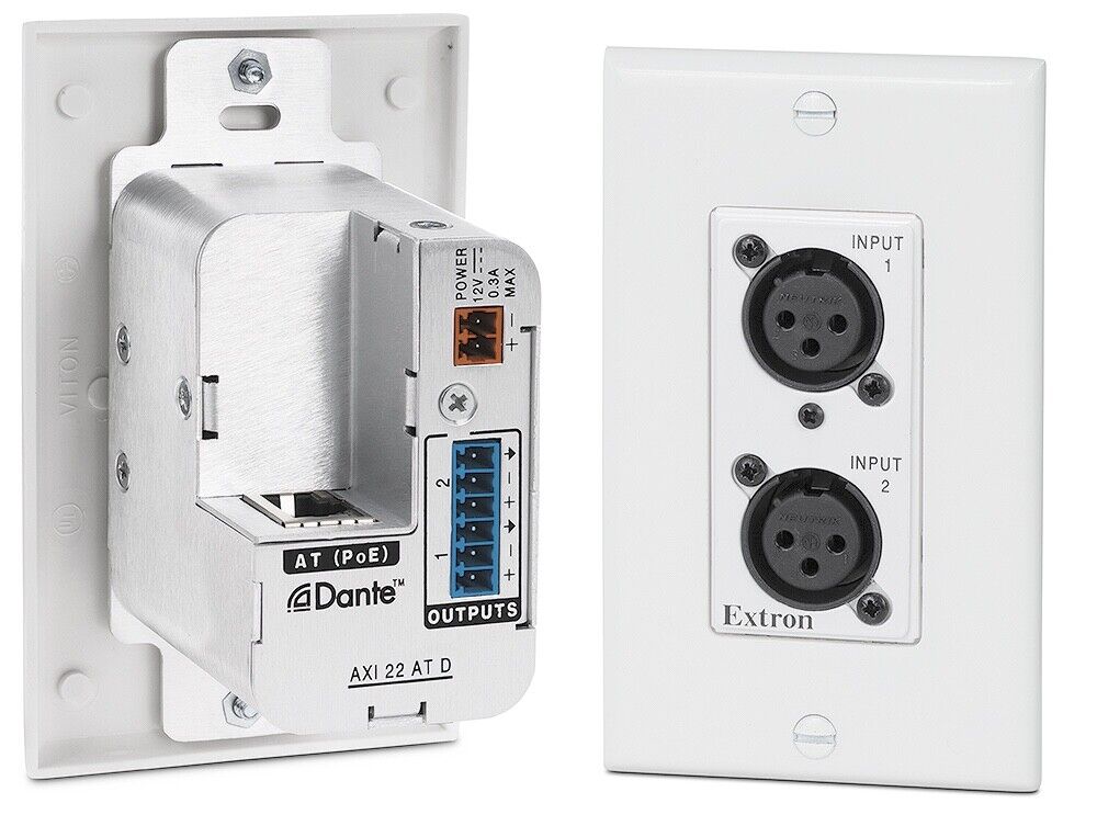 Extron AXI 22 AT D 22 (White) 60-1517-13  2-Input 2-Output Dante Audio Interface - Image 3