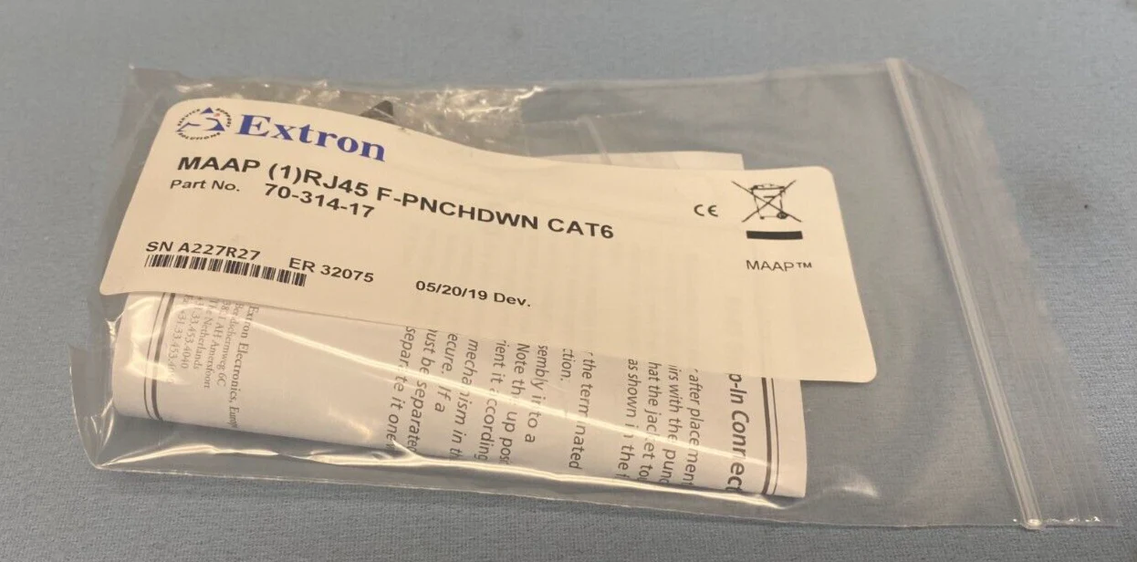 Extron IN9477 One RJ-45 Female to Punch Down for CAT 6 Black Lot of 6 70-314-17 - Image 2