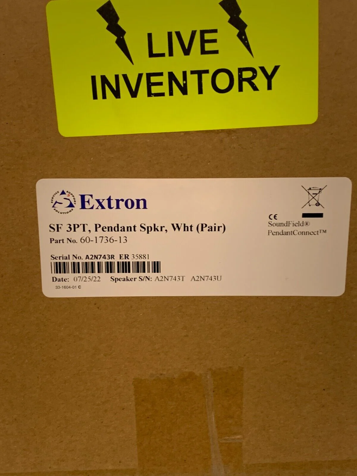 EXTRON SF 3PT / 60-1736-13. SoundField 3" Pendant Speaker White (Pair) - Image 2