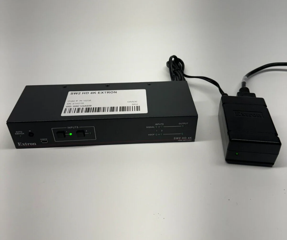 Extron SW2 HD 4K HDMI Video/Audio Switch W/ Adaptor and Power Cord - Image 2