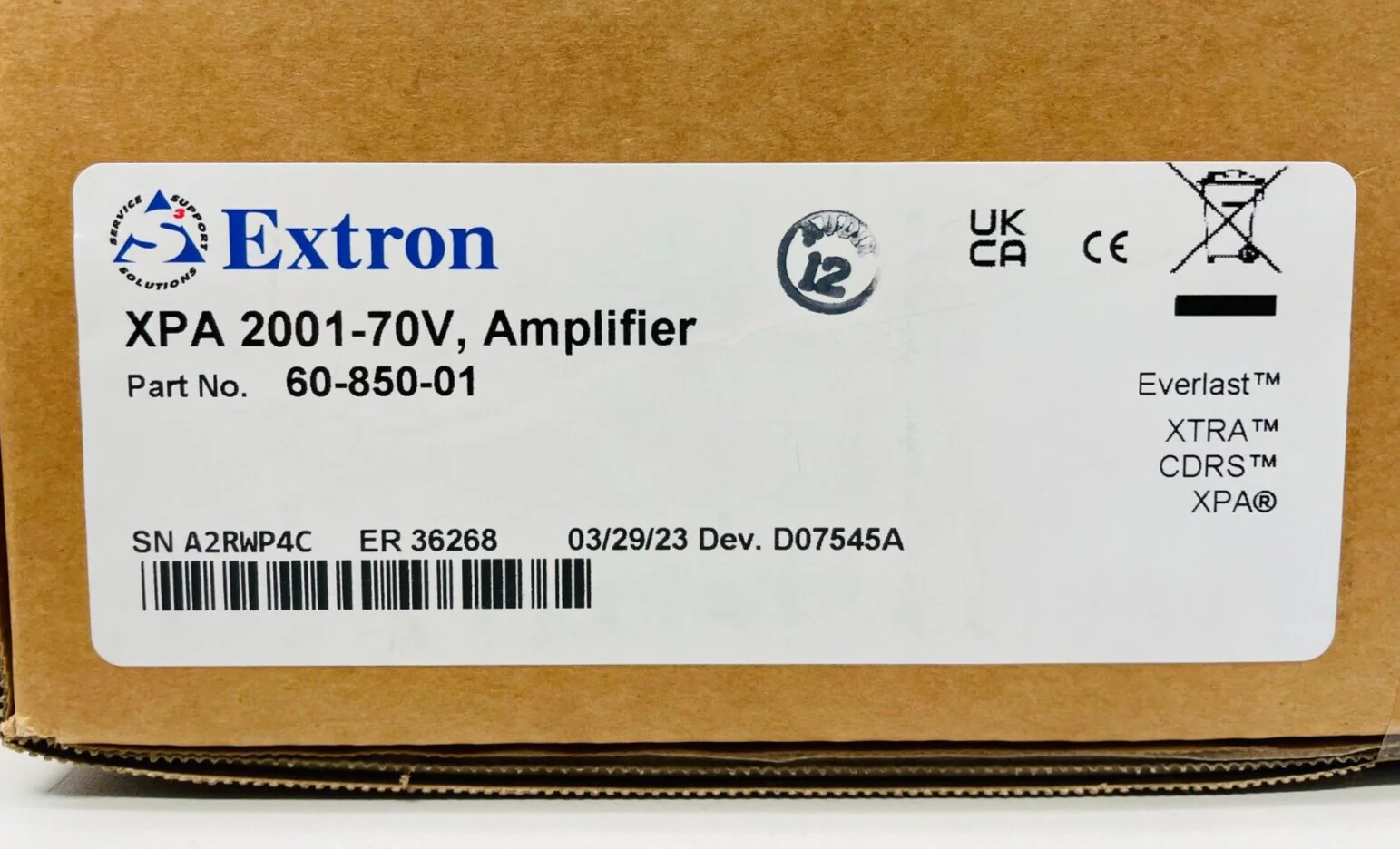 Extron XPA 2001-70V Mono 70 V Amplifier - 200 Watts 60-850-01 - Image 2