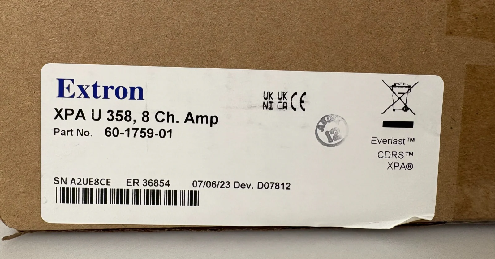Extron XPA U 358-70V  | 8 Channel Amplifier 35W 70V (P/N: 60-1759-02)
