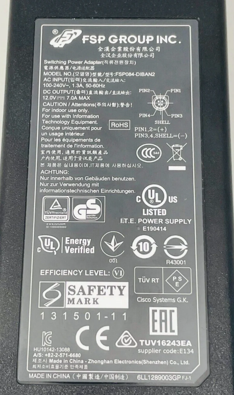 FSP FSP084-DIBAN2 Switching Power Adapter 12.0V, 7.0A, 9NA0840502 - Image 3