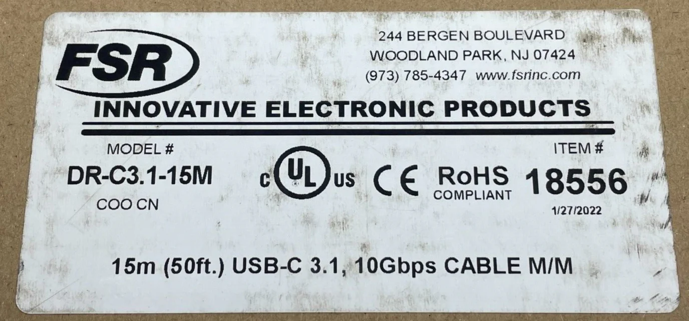 FSR USB-C 3.2 Gen 2 Digital Ribbon Cable (49.2') DR-C3.1-15M NEW - Image 2