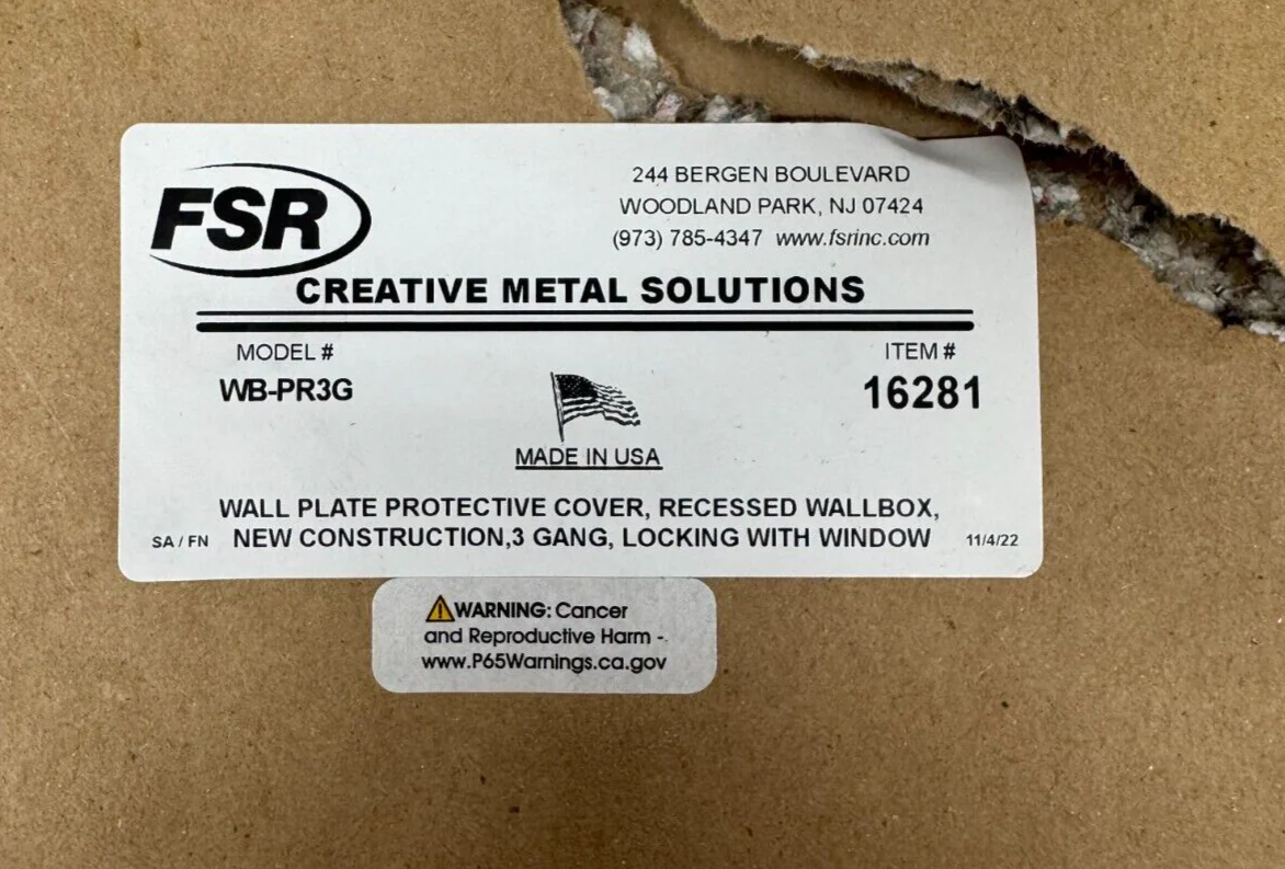FSR WB-PR3G 3 Gang WB Wall Recessed Mounting Plate 16281 - Image 2