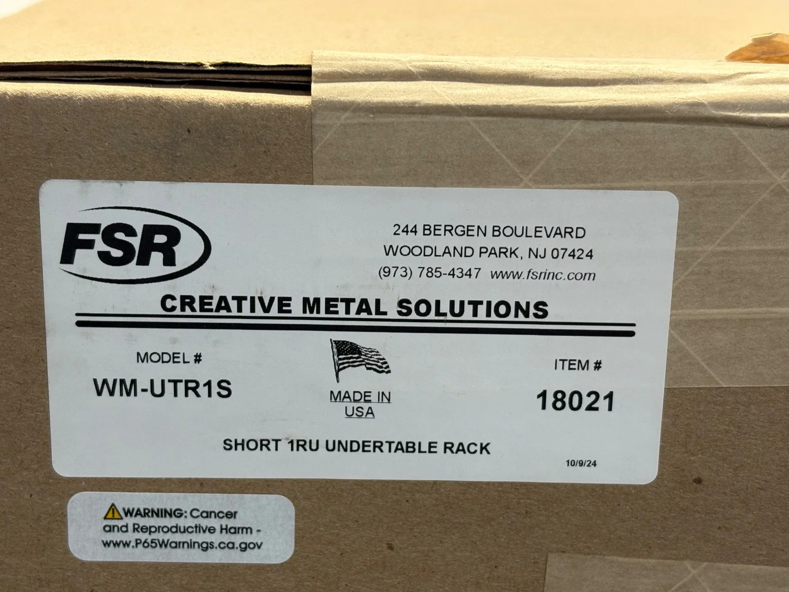 FSR WM-UTR1S Under Table Rack Shelf Equipment Enclosure (P/N 18021)