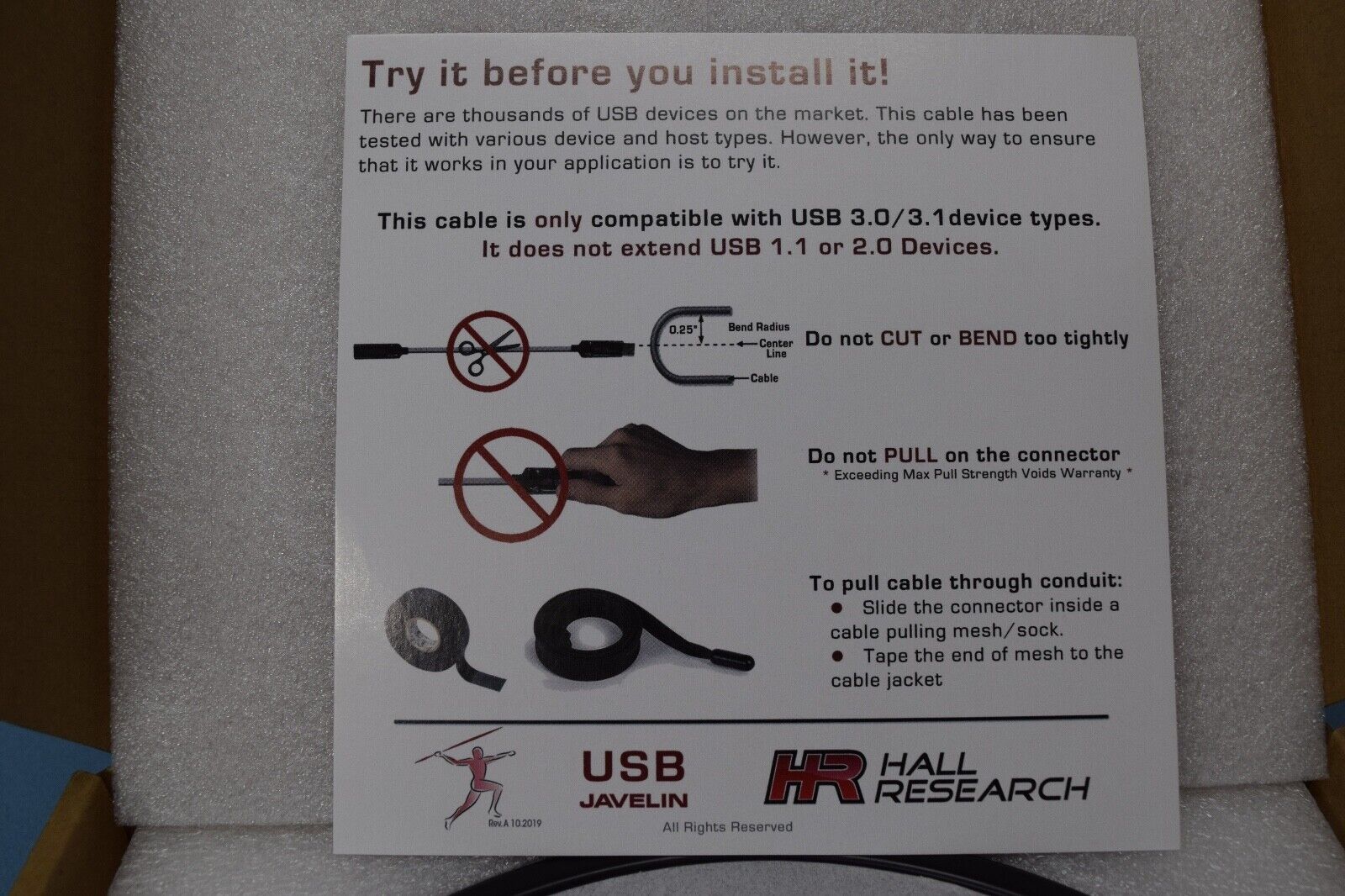 Hall Research CUSB3-AP30 30m / 165ft USB 3.0 / USB 3.1 Active Optical Cable - Image 3