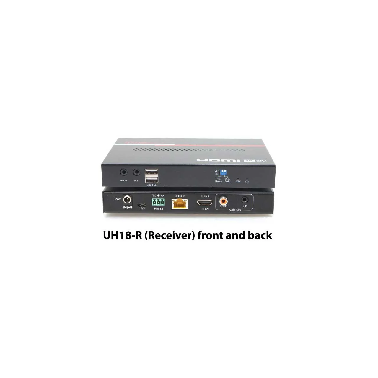 Hall Research UH18-R 4K60 HDMI/HDBaseT Extender (Rx) with USB/IR/RS-232/POC - Image 2