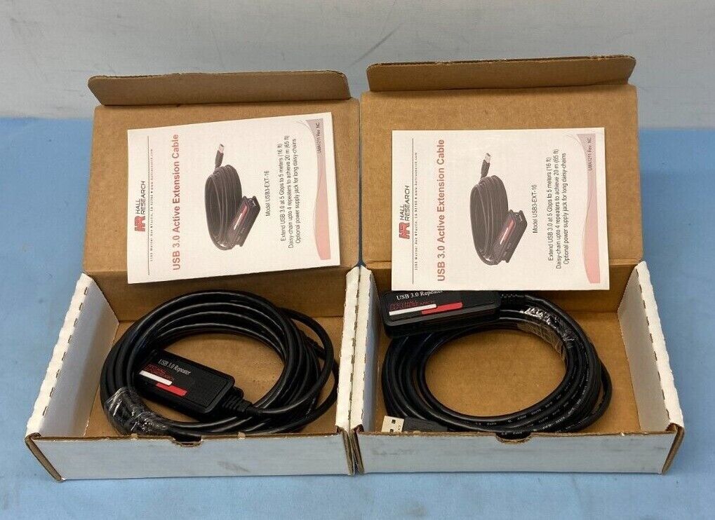 Hall Research USB3-EXT-16 USB 3.0 Active Extension Cable 16 Feet / Lot of 2 - Image 3