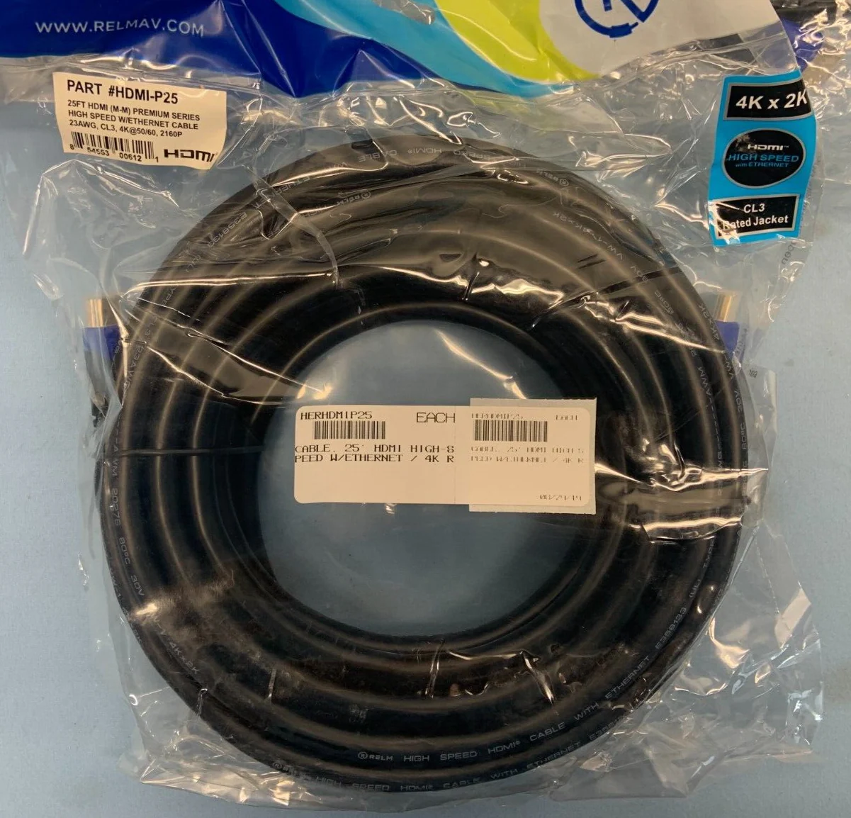 Herman Pro AV 25' Premium Series High Speed HDMI w/ Ethernet HERHDMIP25 Lot of 3 - Image 2