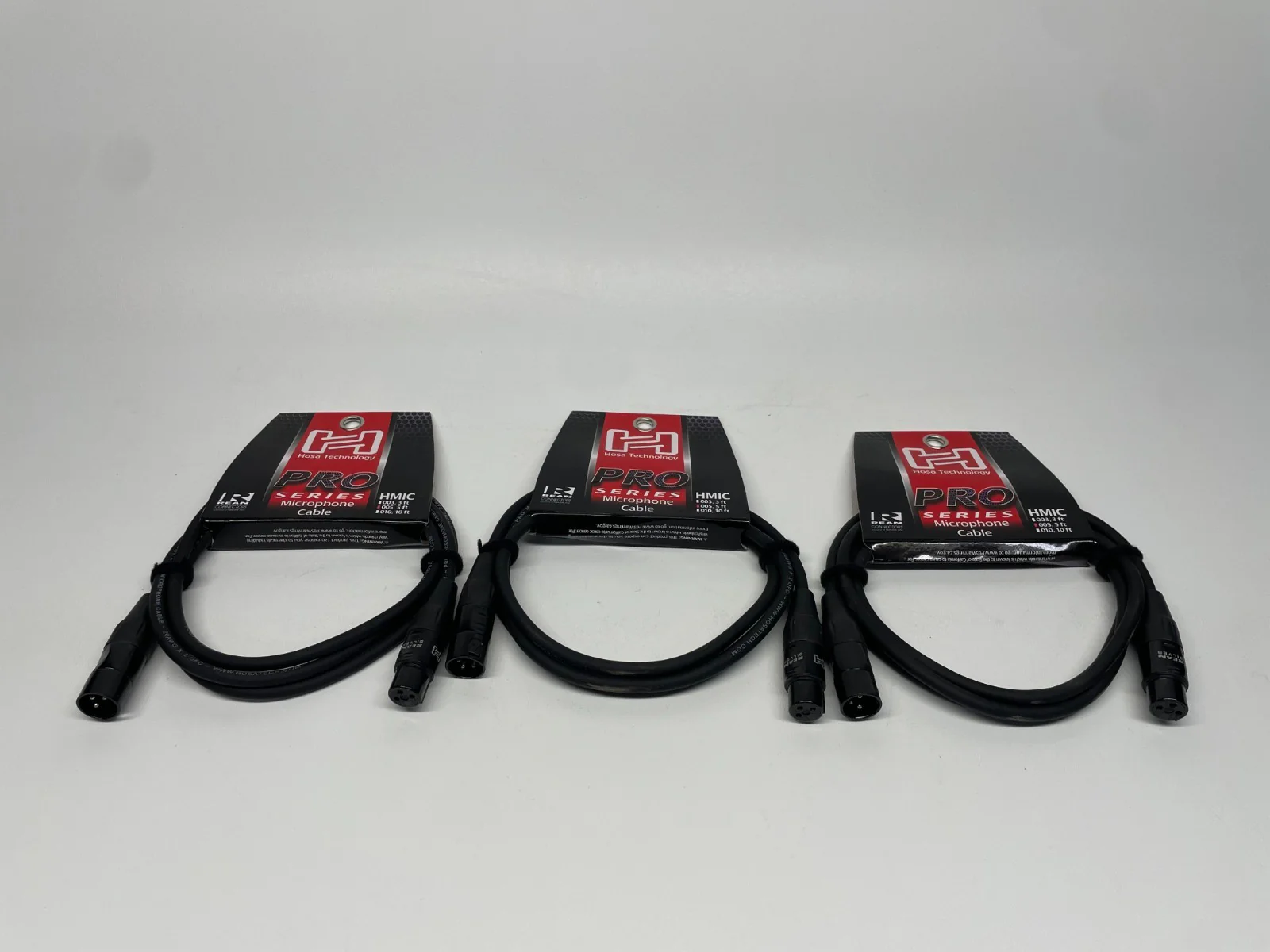 Hosa HMIC-005 Pro Microphone Cable REAN XLR3F to XLR3M - Black, 5ft LOT OF 3