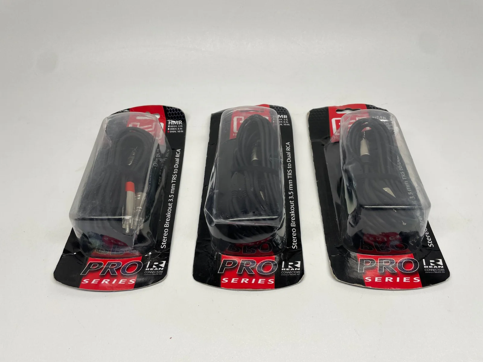 Hosa Technology HMR-010Y Pro Stereo REAN 3.5 mm TRS to Dual RCA LOT OF 3