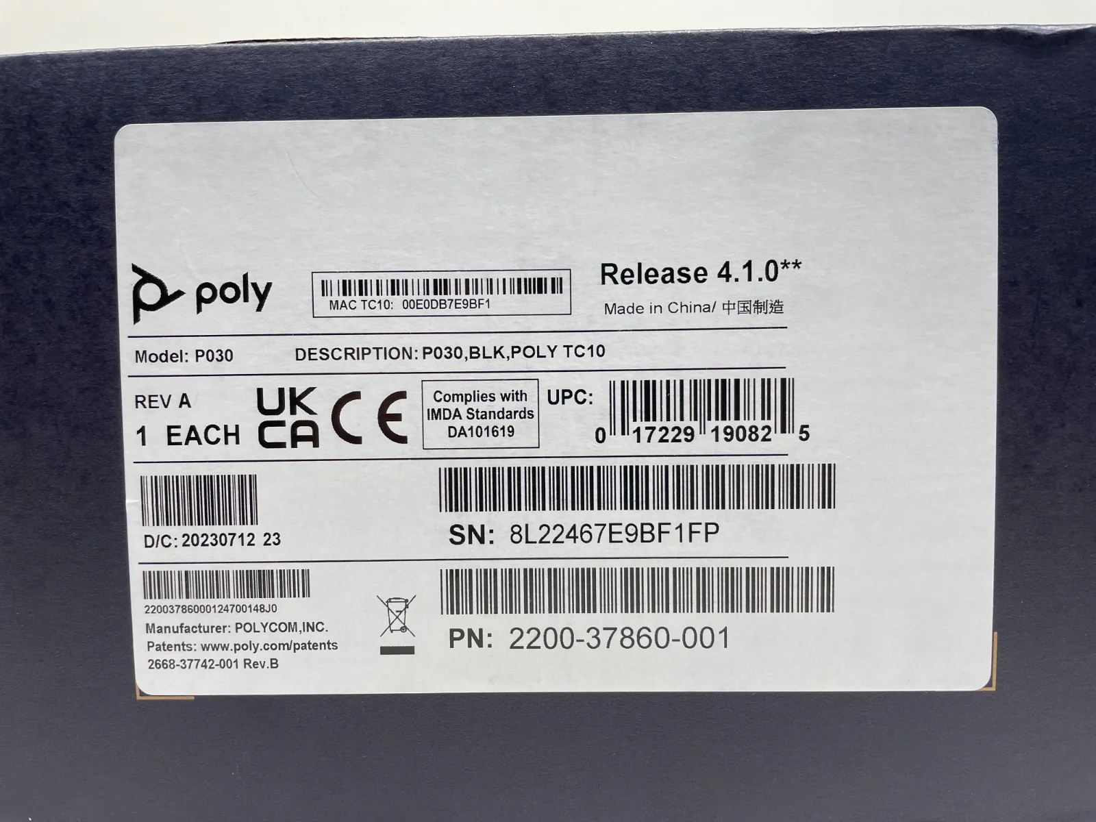 HP Poly Studio X52 Video Conferencing Bar with TC10 Touchscreen (2201-87495-001) - Image 6