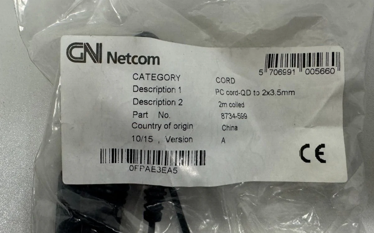 Jabra 8734-599 GN Netcom Coiled QD PC Cord with 2 x 3.5 mm Jack LOT OF 10 - Image 3
