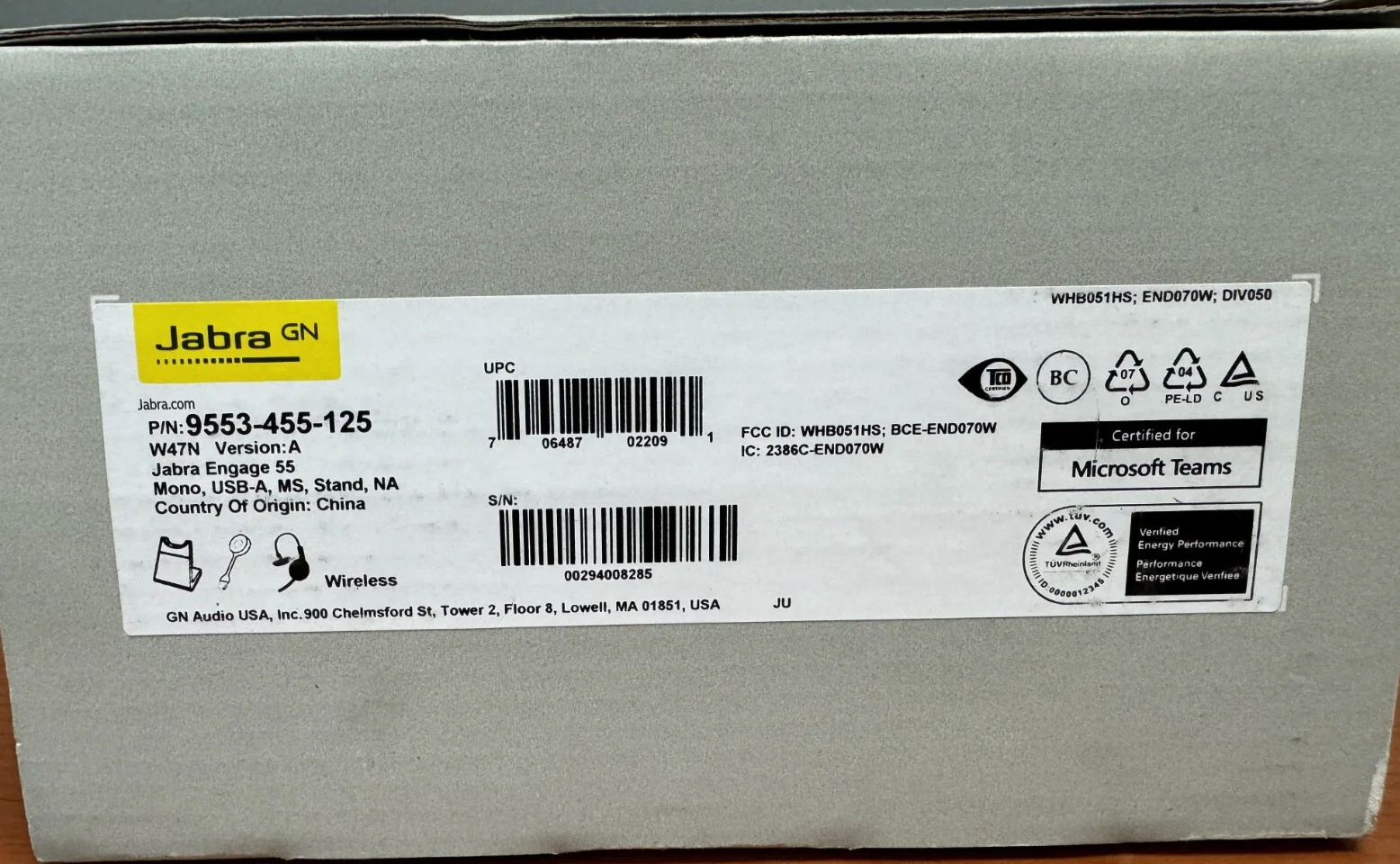 Jabra Engage 55 USB-A Mono Wireless Headset with Charging Stand 9553-455-125 NEW - Image 3