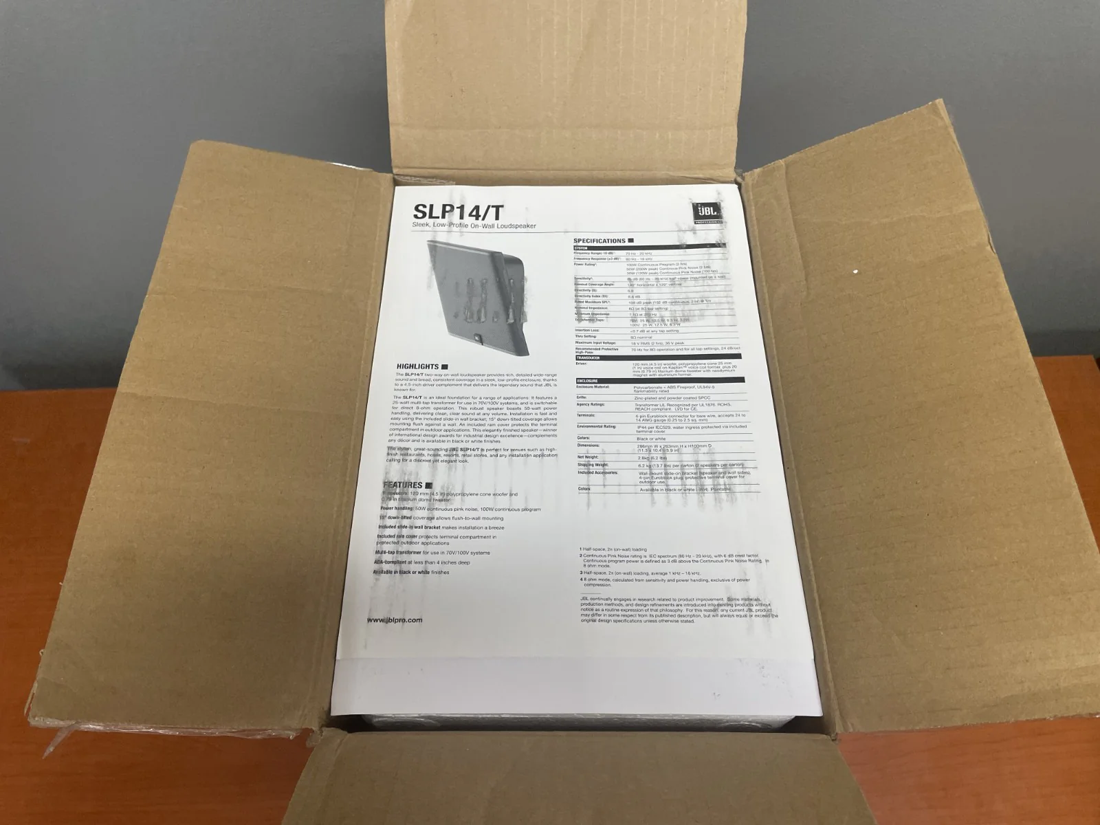 JBL SLP 14/T-WH Sleek Low Profile Wall Speaker 70v White (Pair) - Image 3