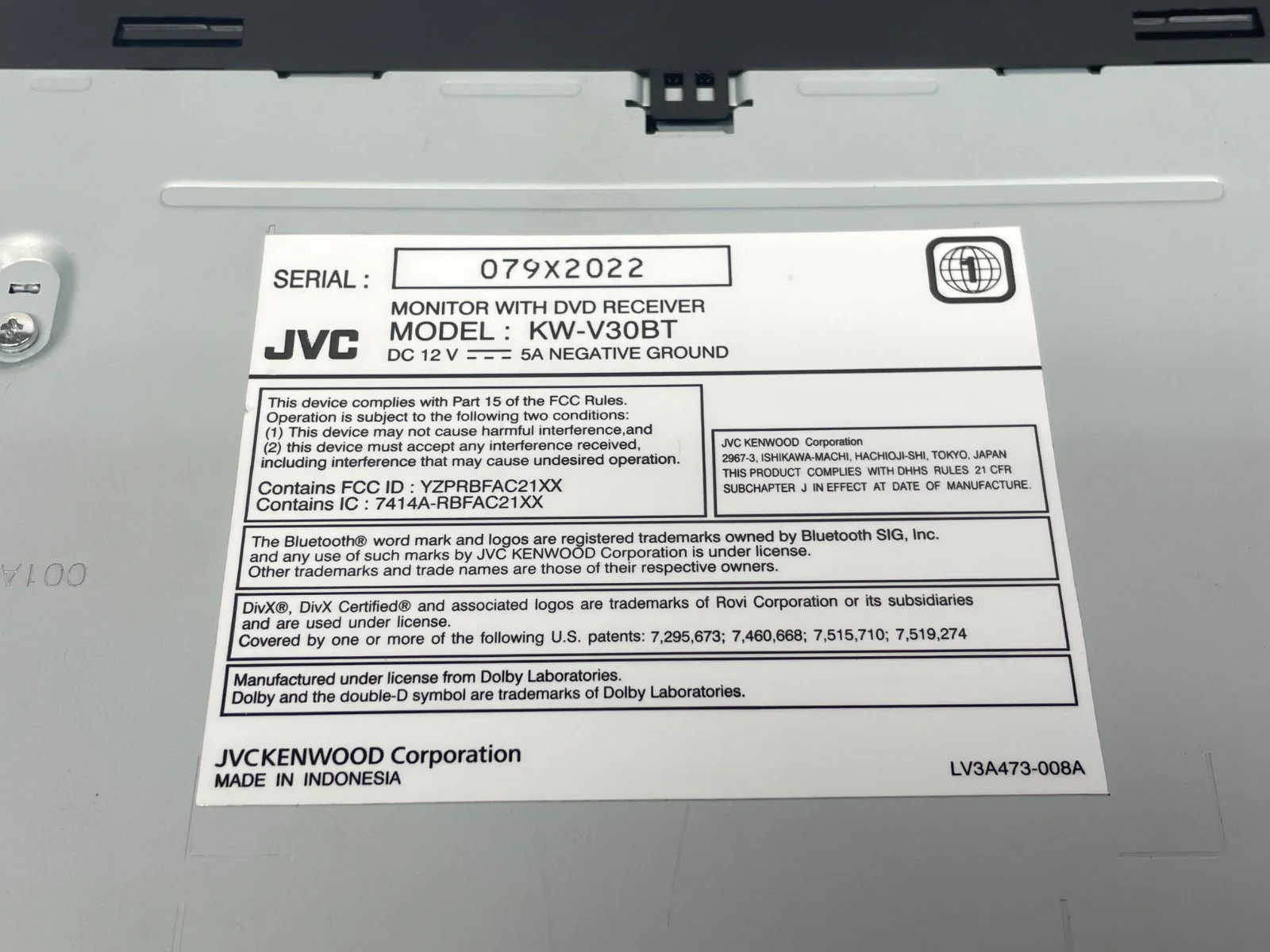 JVC KW-V41BT Touchscreen Stereo Monitor Car Radio With DVD Receiver Bluetooth - Image 3